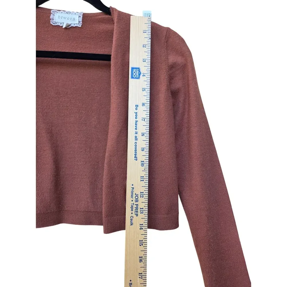 Btween Girls Rust Brown Knit Tie-Front Shrug Cropped Cardigan Sweater Size 12